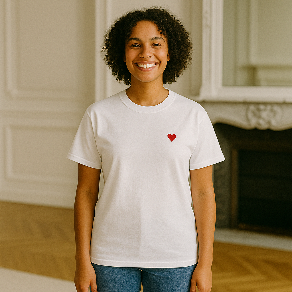 T-Shirt blanc brodé unisex